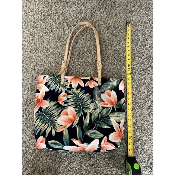 Hawaiian Floral Canvas Tote Bag Zipper Closure Hibiscus Flowers 💐 - Picture 11 of 11
